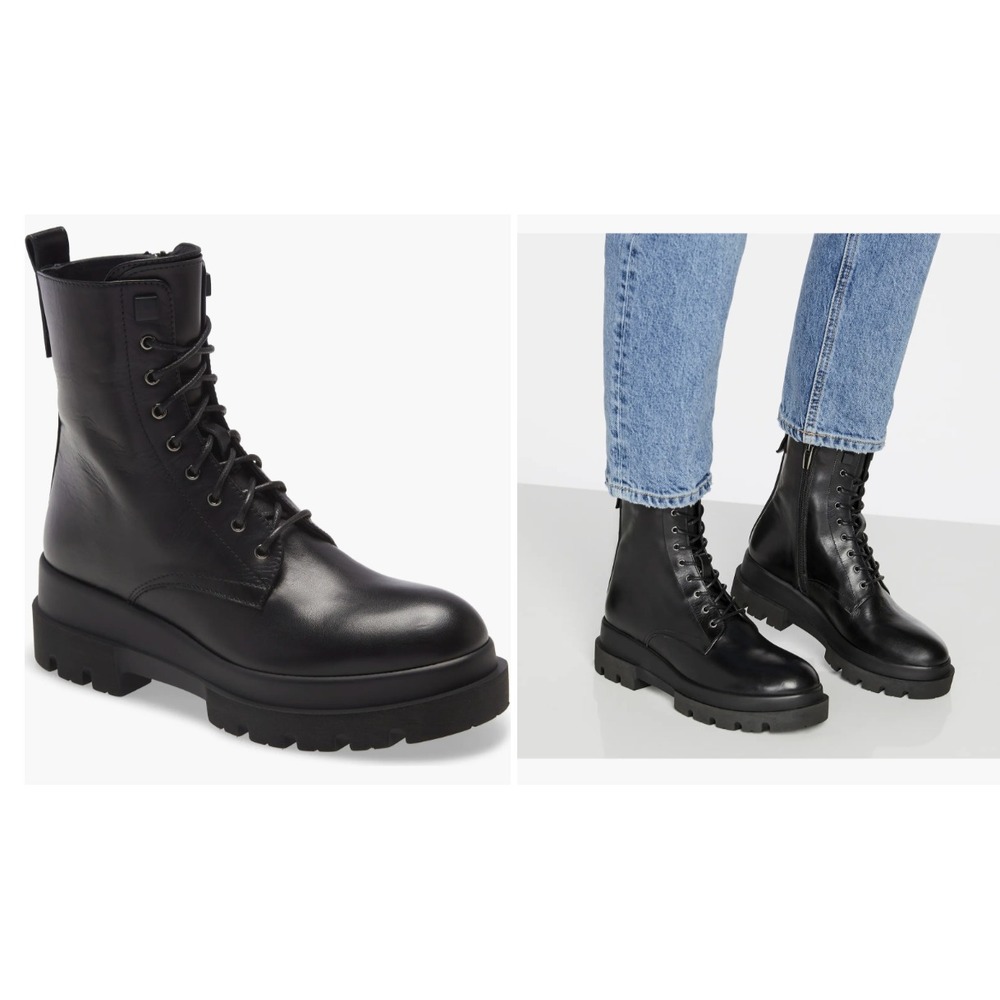 New La Canadienne Brendan Waterproof Leather Combat Black Moto Boot 41/10.5